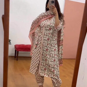 Women Cotton Rayon Kurti Pant Dupatta Set