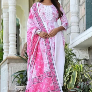 Women Cotton Rayon Kurta Pant Dupatta Set